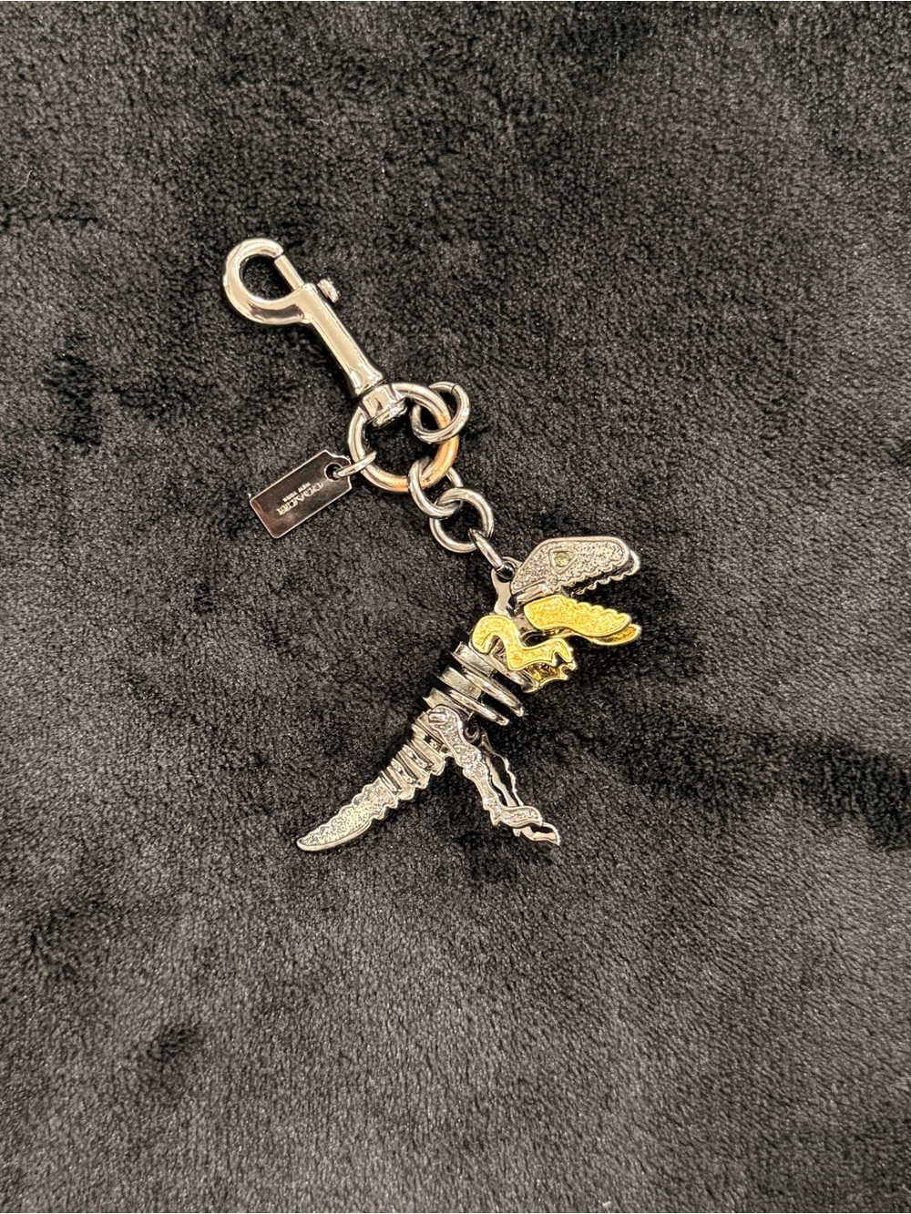 Coach HTF Gunmetal Glitter Rexy Dinosaur Adjustable Jaw, Arms & Legs Bag Charm - Picture 3 of 4